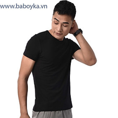 Áo thun thể thao baboyka dệt lỗ thoáng khí, chất siêu mướt, Phối bo cổ khác màu nổi bật.