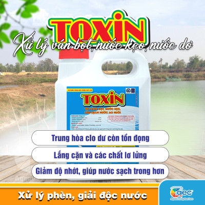 Chế phẩm xử lý nước Toxin – Giảm nhớt, trung hòa  và cải thiện chất lượng nước ao nuôi tôm
