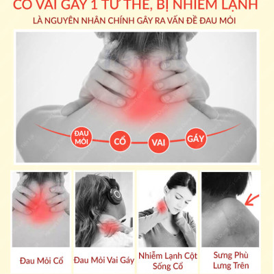 Đai Dán Nóng Chườm Cổ Vai Gáy Hamart Xông Hơi Nhiệt Giảm Đau Thư Giãn Cổ Vai Gáy Hiệu Quả