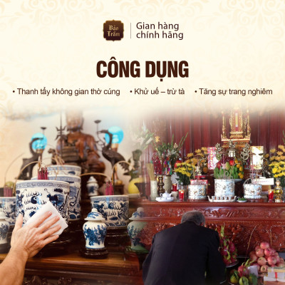 Combo Hương Lộc An Viên – Nhang Trầm Máy Lạnh 20cm (80g) + Khăn Bao Sái Bảo Trầm | Thanh Tịnh