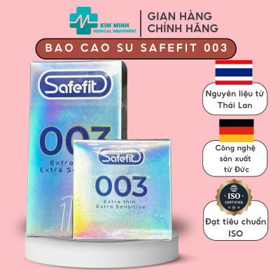 Bao cao su Safefit 003 hộp 12 chiếc, hộp 3 chiếc siêu mỏng 