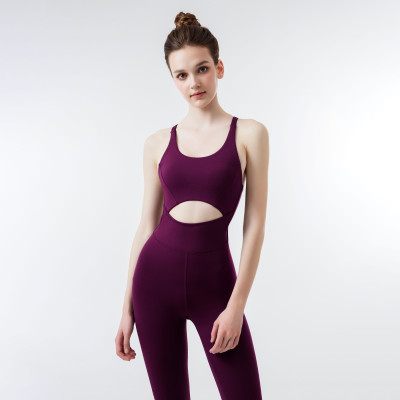Bộ Tập Yoga Gym Jumpsuit Hibi Sports J604 Khoét Bụng, Kèm Mút Ngực, Chất Vải Cao Cấp