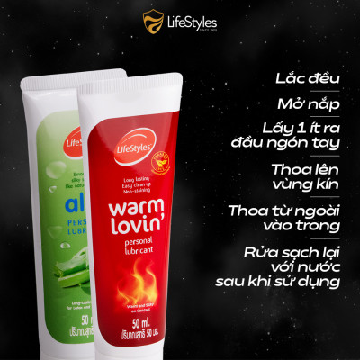 Gel bôi trơn LifeStyles Aloe Lubricant bôi trơn quan hệ gốc nước không chứa Paraben 50ml