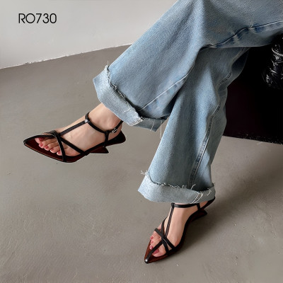 Sandal nữ gót cách điệu ROSATA RO730 - 6p - Đen, Trắng - BKSTORE