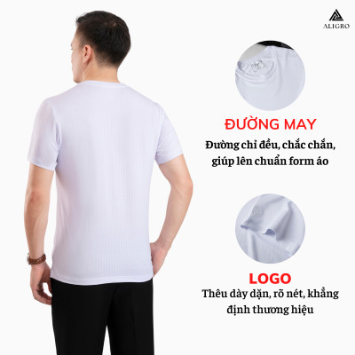 Áo phông nam ngắn tay ALIGRO chất vải cotton ô chấm màu trắng năng động ALGAPC073