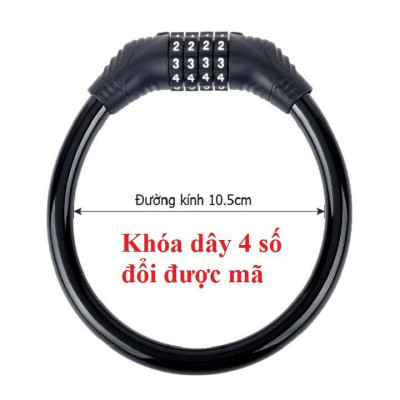 Khóa Dây Xe Đạp Chống Trộm Mật Mã 4 Số Lõi Thép Chống Cắt cao cấp