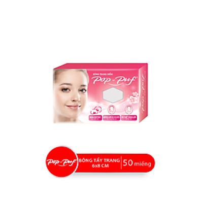 Hộp Bông Tẩy Trang POP-PUF 6*8cm, 50 Miếng/Hộp
