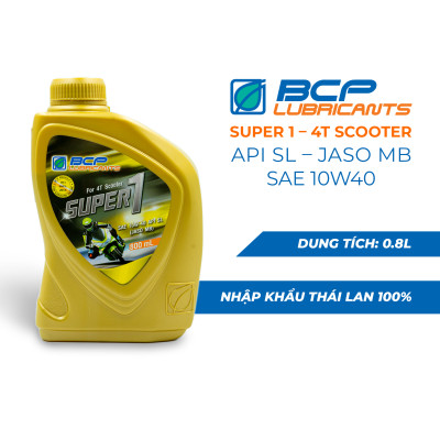Combo 2 Chai Nhớt Xe Tay Ga BCP Super 1 SAE 10W40,  API SL, JASO MB (0.8 Lít / Chai)