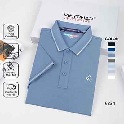 Áo Polo Nam VIỆT PHÁP Form Luxury - Thun 4 Chiều Trơn , lịch lãm, sang trọng  9834