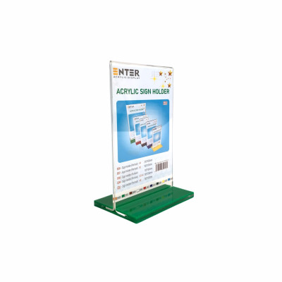 Kệ menu nhà hàng, Standee mica để bàn, Bảng quét mã QR Code, Kệ mica 2 mặt Enter E10 100x150mm đế lùa