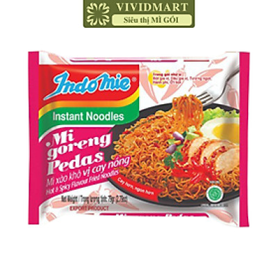 INDOFOOD - Mì xào khô Indomie Goreng vị Cay nồng, Mì Indomie vị Cay nồng, Mì xào Indomie, Mì Indomie Indonesia (79g/gói)