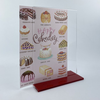 Kệ menu nhà hàng, Standee mica để bàn, Bảng quét mã QR Code, Kệ mica 2 mặt Enter E06 210x300mm đế lùa A4