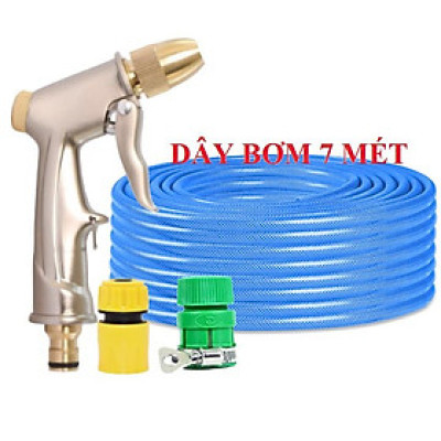 Bộ dây vòi xịt nước ️ , tăng áp 3 lần, loại 7m, 10m 206701-1 đầu đồng,cút,nồi v+ túi đựng bút