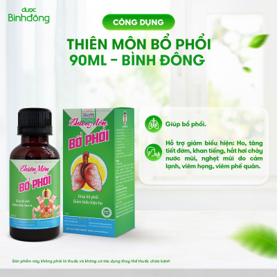 Combo 6 chai Thiên Môn Bổ Phổi Dược Bình Đông Chai 90ml dành cho Trẻ em – Giảm ho, Bổ phổi