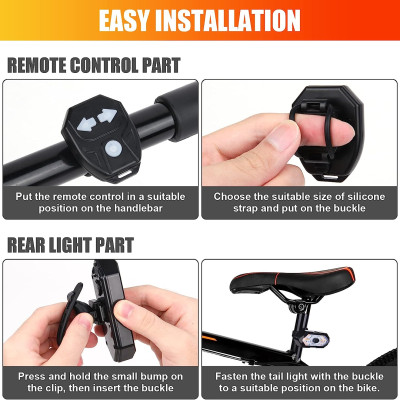 Đèn hậu Xi Nhan xe đạp Kiotool không dây pin sạc 5 chế độ sáng