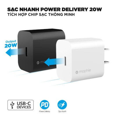 Cốc Sạc Mophie Type C PD 20W - Hàng chính hãng dành cho iPhone