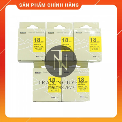 Nhãn in Tepra SC18YW (LC-5YBW) - Chữ đen nền vàng 18mm x 8m - Hàng nhập khẩu
