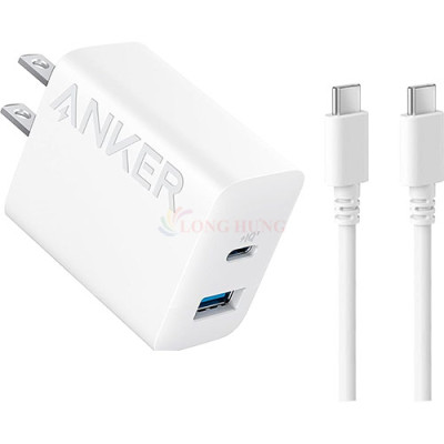 Combo cốc sạc Anker 1USB 1Type-C 20W + Cáp USB Type-C to Type-C B2348 - Hàng chính hãng