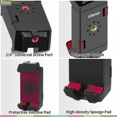 Ulanzi ST-29 – Kẹp Điện Thoại, Máy Tính Bảng Xoay Linh Hoạt, Tích Hợp Cold Shoe Và 2 Ngàm Phụ Kiện (Hàng Chính Hãng)