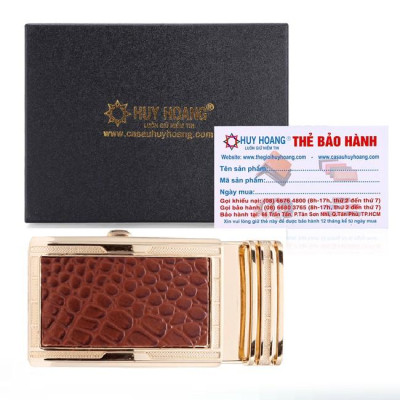 HC9119-20-21 - Đầu khóa da bò Huy Hoàng 3,5 phân đầu vàng màu đen, nâu, vàng