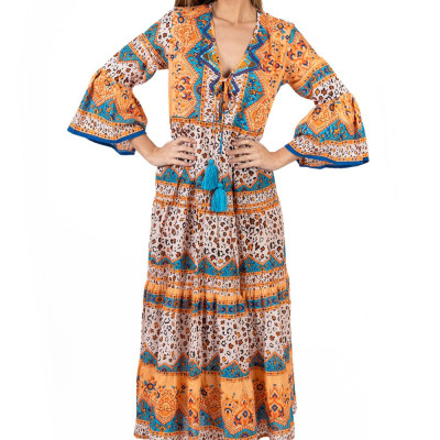 Maxi Boho Kết Cườm Cotton Isla Bonita