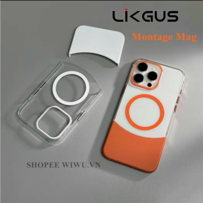 Ốp lưng siêu mỏng LIKGUS Montage ghép 2 mảnh cho iPhone 16 Pro Max , 16 Pro, 16 Plus, 16 , 15 Pro Max , 14 Pro Max , 13 Pro max,  12 Pro Max Chống ố vàng , hỗ trơ sạc không dây - Hàng chính hãng