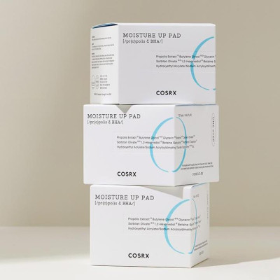 Bông Tẩy Tế Bào Chết Hoá Học Và Dưỡng Ẩm Da (0.5% BHA, Keo Ong, Trà Xanh) COSRX One Step Moisture Up Pad 70 Miếng