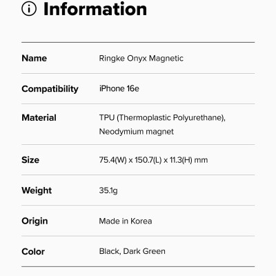 Ốp lưng cho iPhone 16e RINGKE Onyx Magnetic - Hàng Chính Hãng