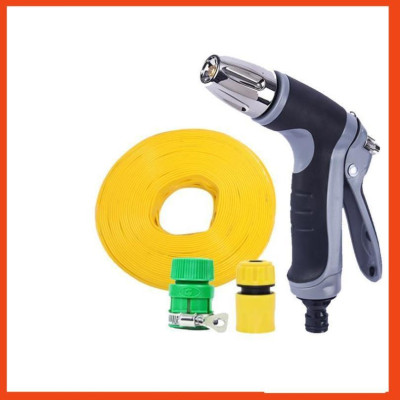 Bộ dây vòi xịt nước rửa xe, tưới cây,tăng áp 3 lần cút nhựa nối nhựa vàng loại 7-10m 206817