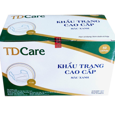 BỘ 2 HỘP KHẨU TRANG Y TẾ TDCare -4 LỚP (XANH/ TRẮNG/ XÁM)- 50 CÁI/HỘP.