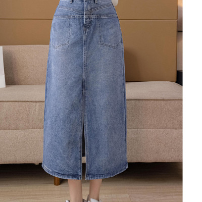 Chân váy jean ngang gối 07 C121