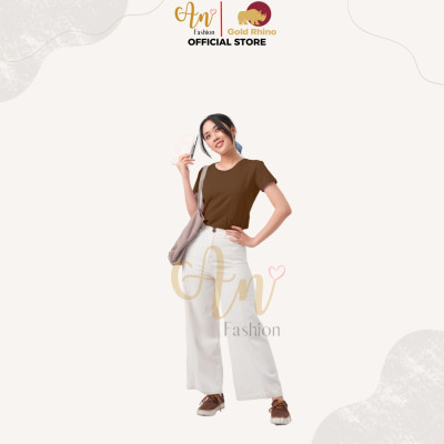 Áo Thun Nữ Cổ Tròn Kháng Khuẩn, Mềm Mịn, Thoáng Mát Màu NÂU Mộc Mạc - Gold Rhino