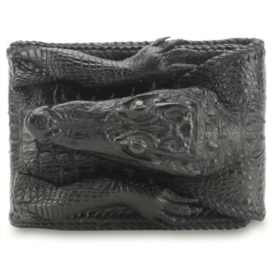 HJ2270 - Bóp nam da cá sấu Huy Hoàng nguyên con vip màu đen