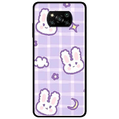 Ốp lưng dành cho Xiaomi Poco X3 mẫu Thỏ Tím Ô Vuông