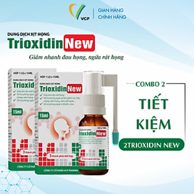 [COMBO 2 LỌ] Xịt Họng Trioxidin New VCP Pharma - Hỗ Trợ Giảm Các Triệu Chứng Ho, Đau Họng, Ngứa Rát Họng - Chai 15ml