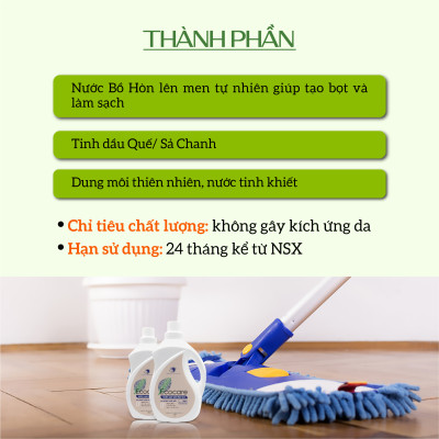 Nước lau sàn Hữu cơ Ecocare đuổi muỗi tinh dầu Quế 4000ml