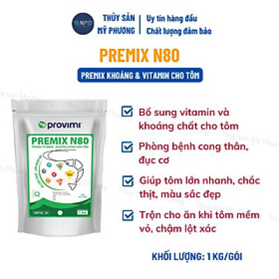 Khoáng trộn hữu cơ kích thích lột ngừa đục hoại tử cơ Premix N80 tăng cơ chắc thịt nặng cân tôm thẻ cá lươn ếch ốc ba ba