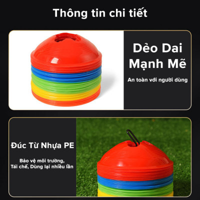 Combo 10 chiếc Cone nấm tập huấn luyện bóng đá , chiến thuật, Marker đá banh (ko kèm móc treo)