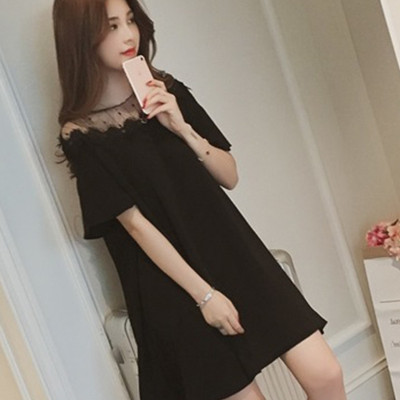 Đầm xoè tiểu thư tay ngắn phần vai phối ren HB11