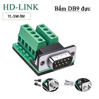 Đầu giắc bắt vít cổng COM DB9 RS232 đực- cái HD-Link YL-SMG-09MF. Hàng chính hãng !!! 