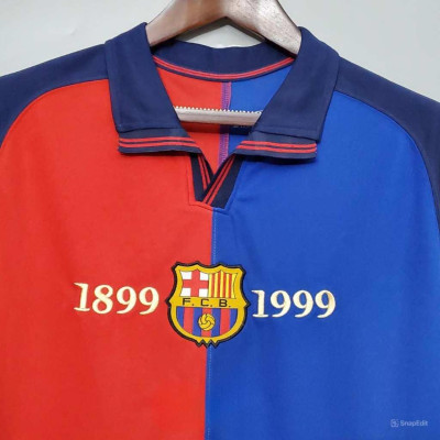 Áo Bóng Đá Retro Barcelona 1999 - Bản Kỷ Niệm bản cao cấp vải Cotton Polyester