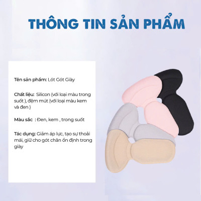 COMBO 2 Cặp lót giày chống tuột gót, chống trầy gót cực êm chân 1 CẶP KEM + 1 CẶP ĐEN