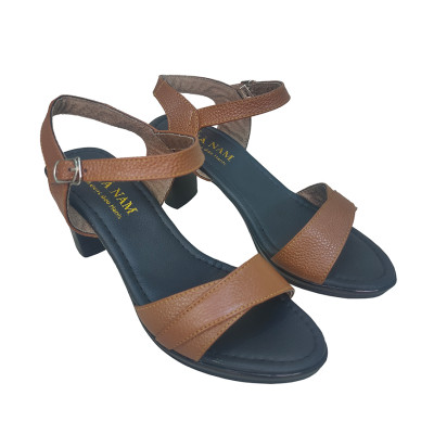 Giày Sandal Nữ Cao Gót HA NAM Da Bò Thật Cao Cấp 7cm DNU2129