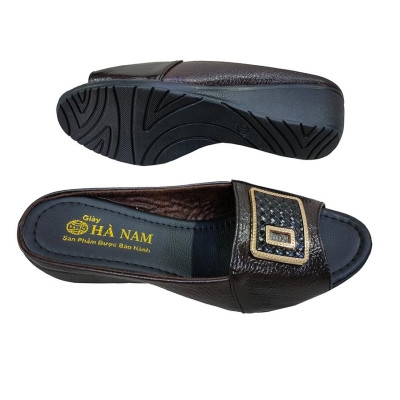 Dép Nữ Quai Ngang Đế Xuồng HÀ NAM Da Bò Thật Cao Cấp DNU2139