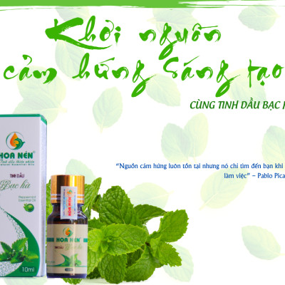 Tinh dầu Bạc Hà nguyên chất 100ml - Hoa Nén - Vegan - The mát, thư giãn, đuổi chuột