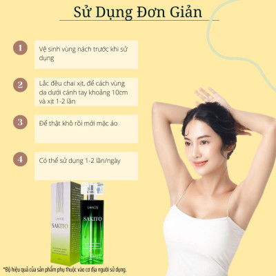 COMBO 5 Lọ Xịt Khử Mùi SAKITO LANCEJ 50ml, Sạch Vùng Nách, Ngăn Tiết Mồ Hôi, Không Ố Vàng Áo