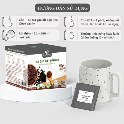 Trà gạo lứt đậu đen túi lọc Goce - Ổn định đường huyết
