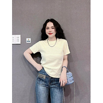 Áo Thun dáng baby tee có size 35kg đến 70kg chất BORIP COTTON Xịn chữ dập nổi điểm nhấn tôn dáng nhiều màu M173 