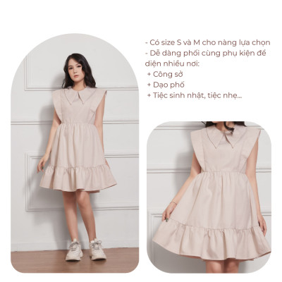 Đầm Babydoll Lụa Crep Tùng Xòe Tay Organza Maxivic, La Mộc - LM012216