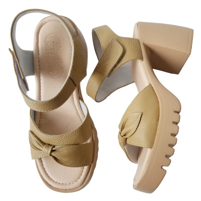 Giày Sandal Cao Gót Da Bò BIGGBEN Cao 8 Phân SDCG129